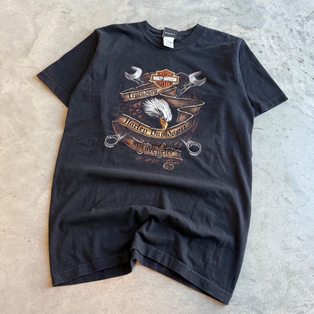 Harley-Davidson Legendary Eagle Graphic T-Shirt Mens Medium Black USA Made